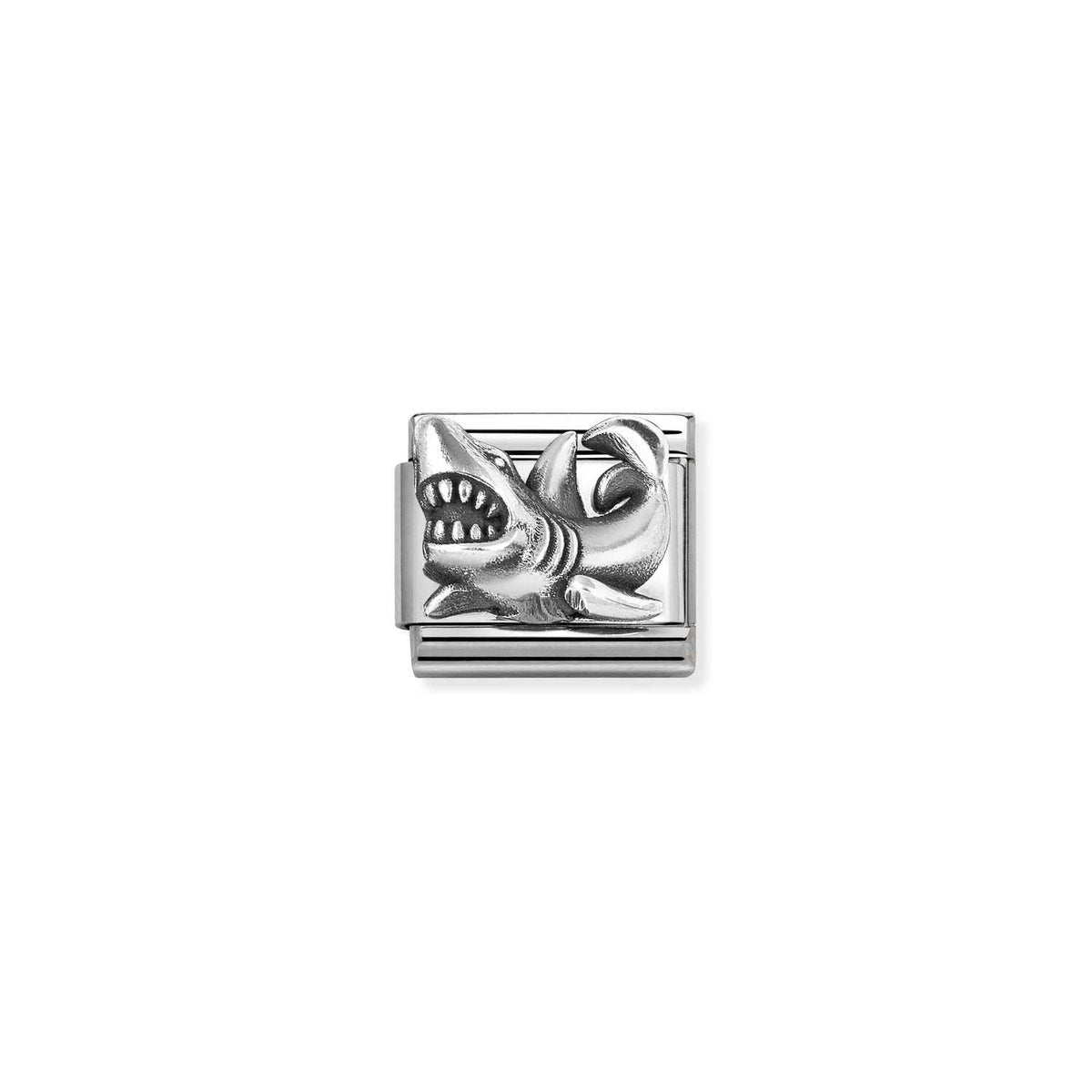Nomination COMPOSABLE CLASSIC OXIDIERTE SYMBOLE aus Edelstahl, mit 925er Silber verziert, (87_(Hai))