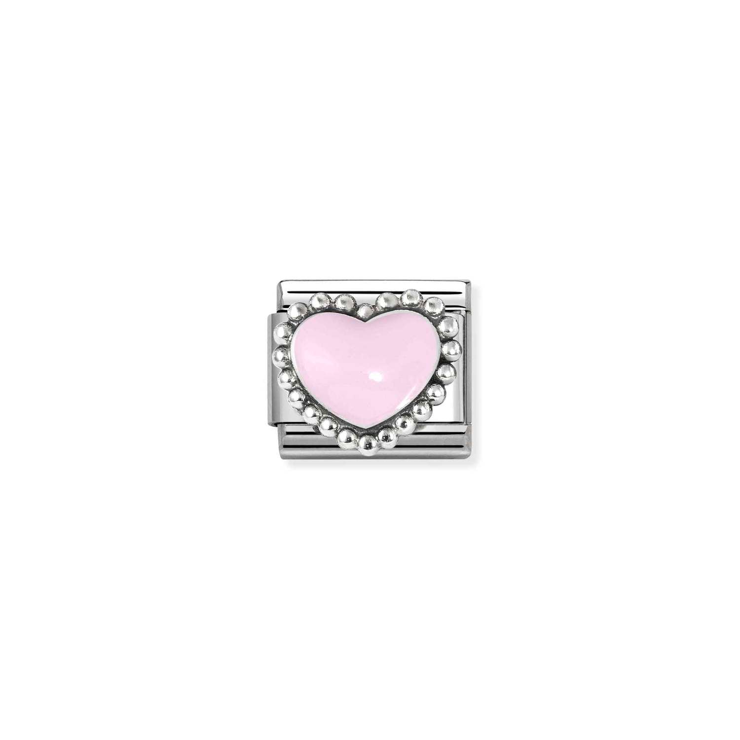 Nomination COMPOSABLE CLASSIC SYMBOLE aus Edelstahl, mit Emaille und 925er Silber verziert, (33_(Gewölbtes Herz, Pastellrosa))