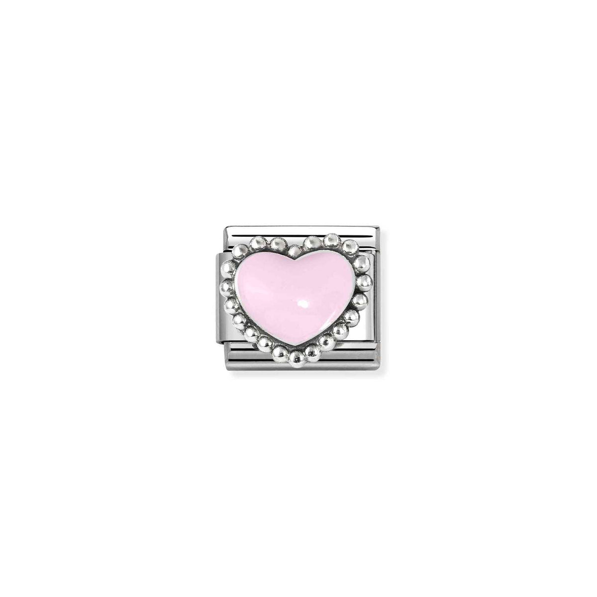 Nomination COMPOSABLE CLASSIC SYMBOLE aus Edelstahl, mit Emaille und 925er Silber verziert, (33_(Gewölbtes Herz, Pastellrosa))