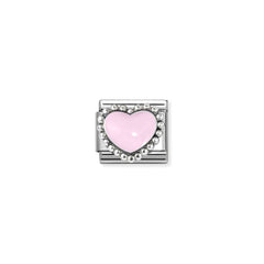 Nomination COMPOSABLE CLASSIC SYMBOLE aus Edelstahl, mit Emaille und 925er Silber verziert, (33_(Gewölbtes Herz, Pastellrosa))