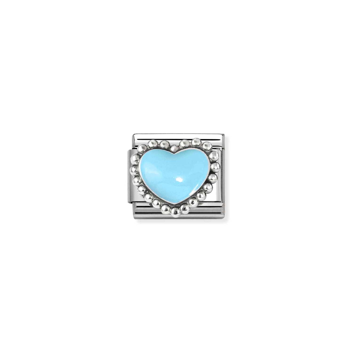 Nomination COMPOSABLE CLASSIC SYMBOLE aus Edelstahl, mit Emaille und 925er Silber verziert, (34_(Gewölbtes Herz, Hellblau))
