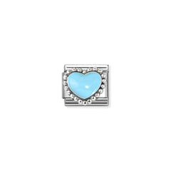 Nomination COMPOSABLE CLASSIC SYMBOLE aus Edelstahl, mit Emaille und 925er Silber verziert, (34_(Gewölbtes Herz, Hellblau))