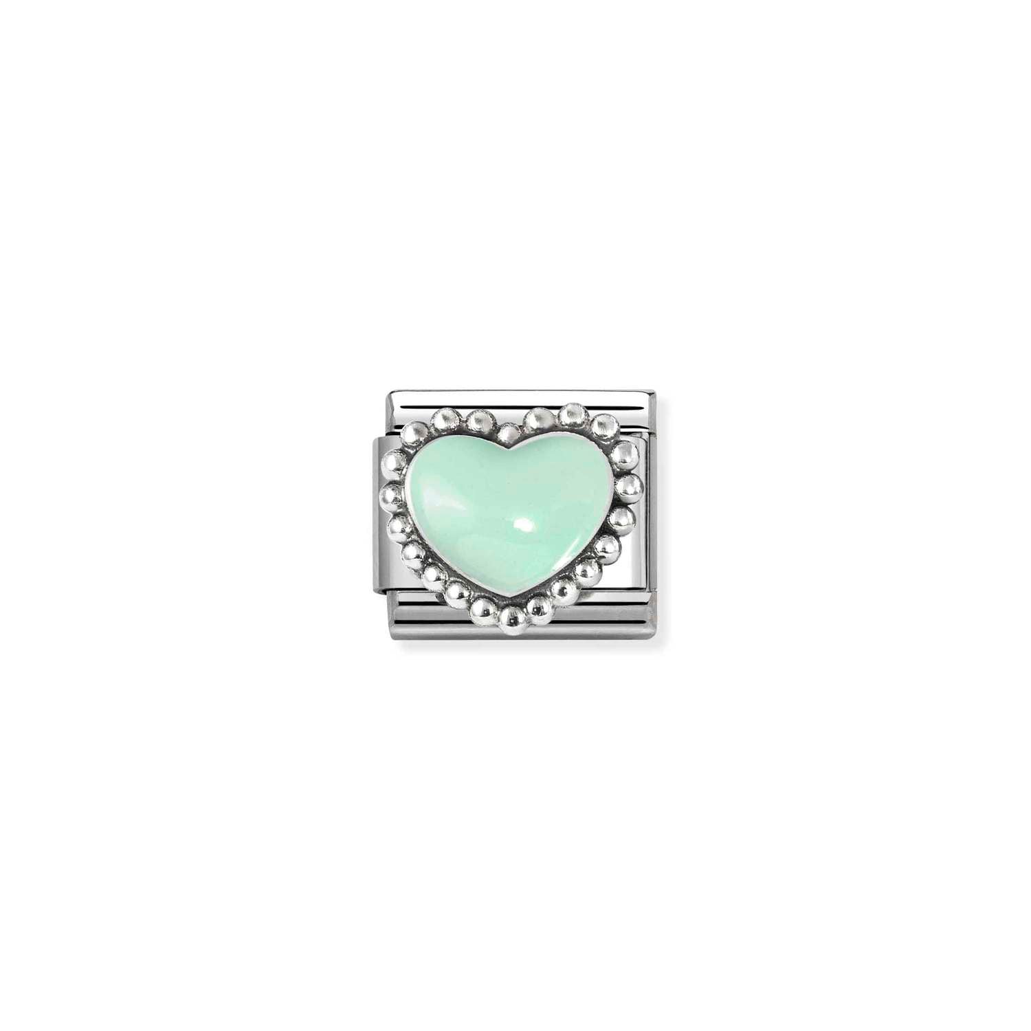 Nomination COMPOSABLE CLASSIC SYMBOLE aus Edelstahl, mit Emaille und 925er Silber verziert, (35_(Gewölbtes Herz, Pastellgrün))