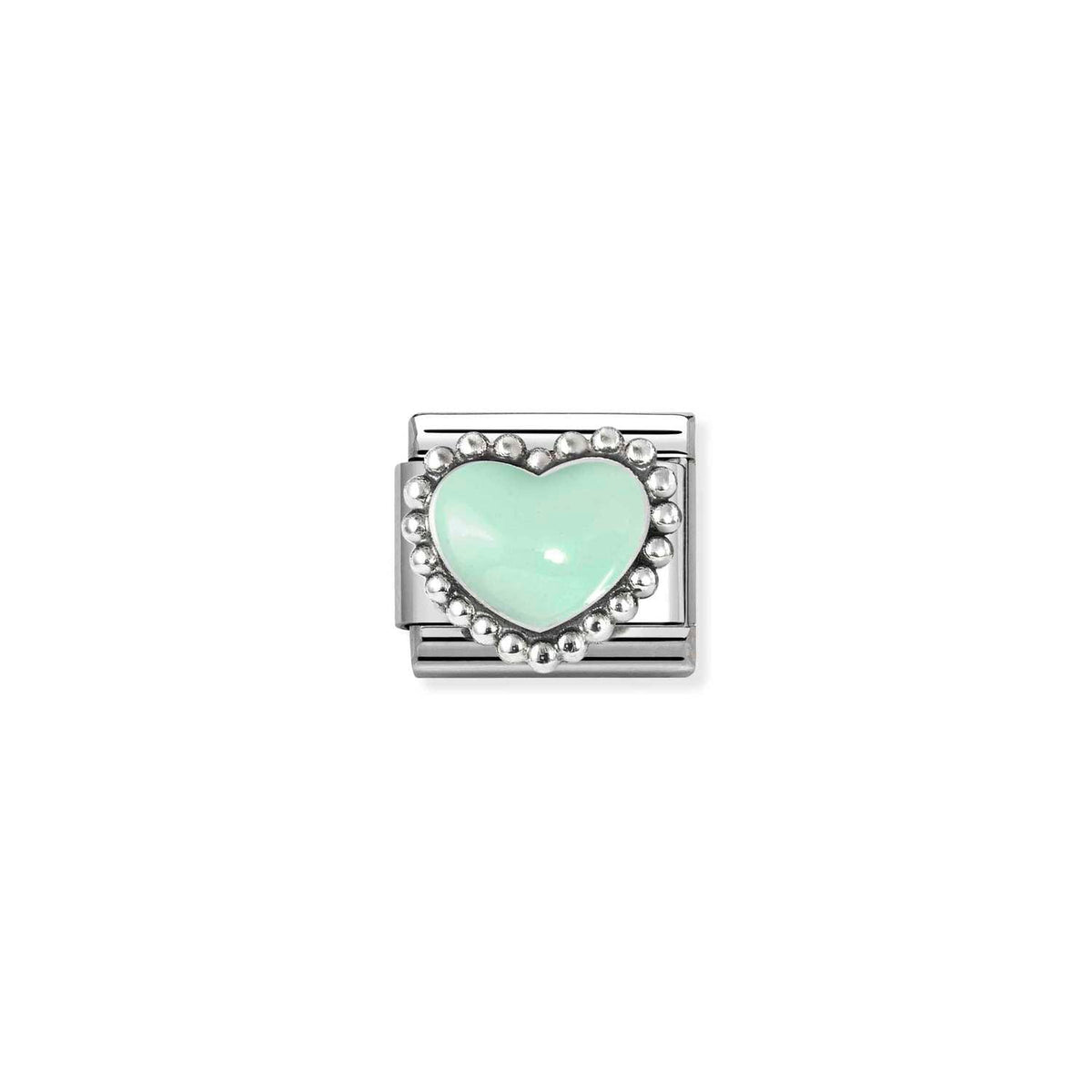 Nomination COMPOSABLE CLASSIC SYMBOLE aus Edelstahl, mit Emaille und 925er Silber verziert, (35_(Gewölbtes Herz, Pastellgrün))