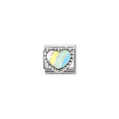 Nomination COMPOSABLE CLASSIC SYMBOLE aus Edelstahl, mit Emaille und 925er Silber verziert, (37_(Gewölbtes Herz, bunt))