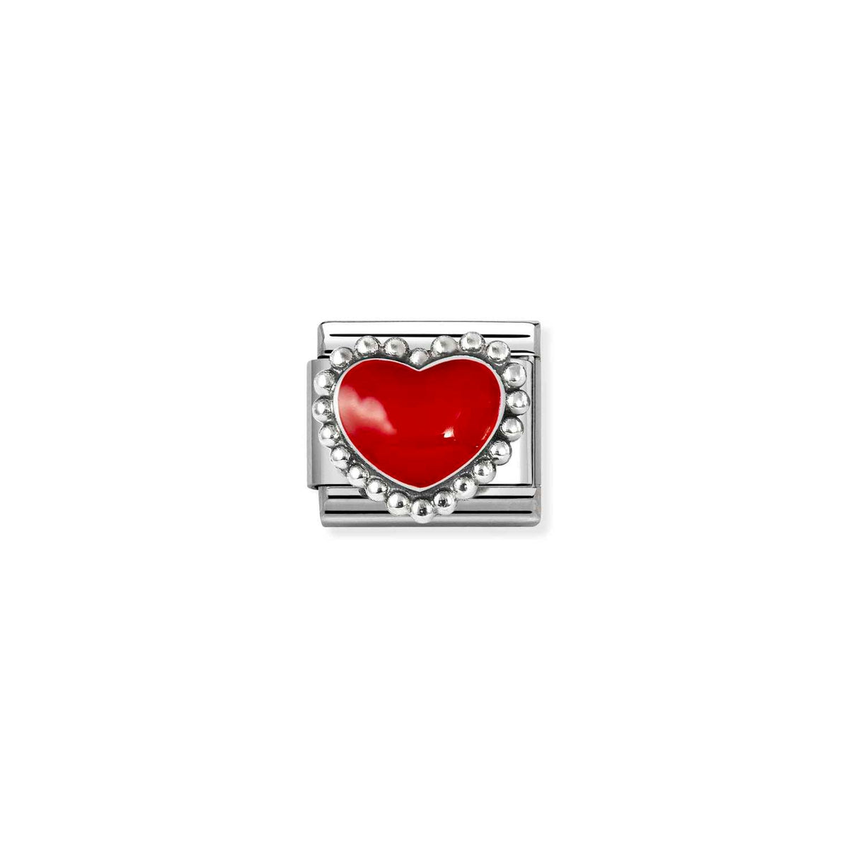 Nomination COMPOSABLE CLASSIC SYMBOLE aus Edelstahl, mit Emaille und 925er Silber verziert, (39_(Gewölbtes Herz, Rot))