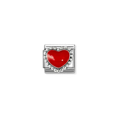 Nomination COMPOSABLE CLASSIC SYMBOLE aus Edelstahl, mit Emaille und 925er Silber verziert, (39_(Gewölbtes Herz, Rot))