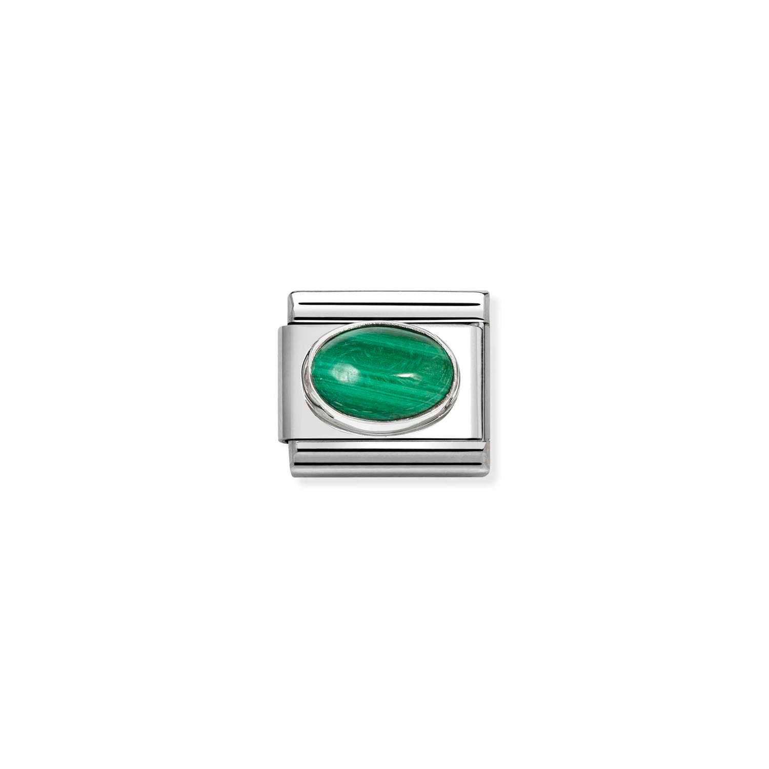 Nomination COMPOSABLE CLASSIC EDELSTEINE Element aus Edelstahl, mit Edelsteinen in 925er Silber-Fassung verziert (48_(Malachit))