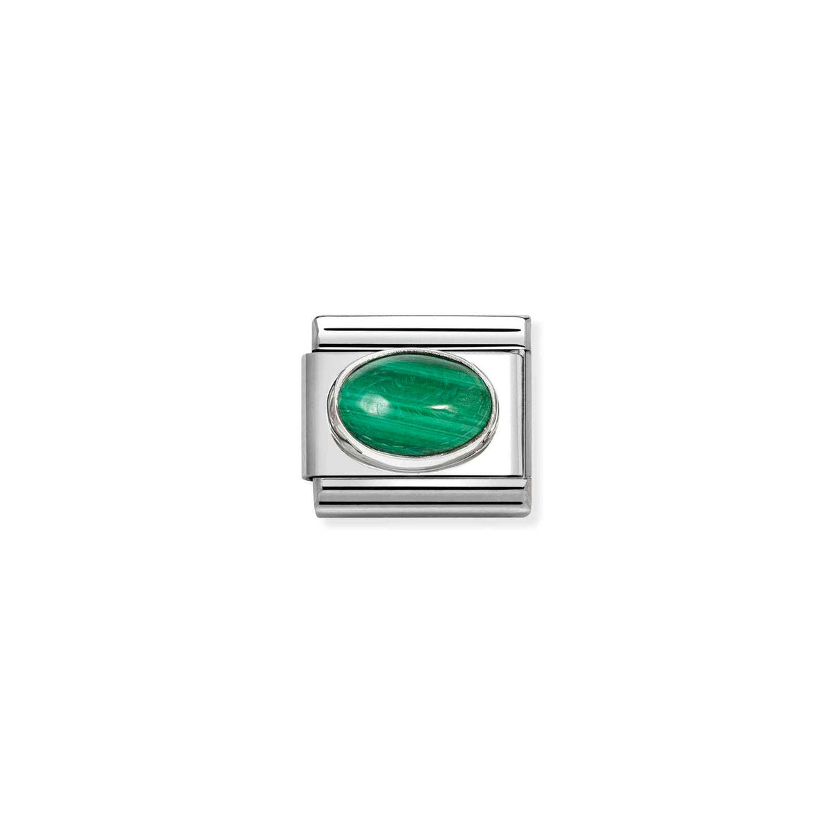 Nomination COMPOSABLE CLASSIC EDELSTEINE Element aus Edelstahl, mit Edelsteinen in 925er Silber-Fassung verziert (48_(Malachit))