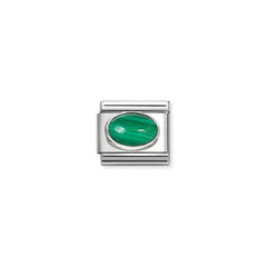Nomination COMPOSABLE CLASSIC EDELSTEINE Element aus Edelstahl, mit Edelsteinen in 925er Silber-Fassung verziert (48_(Malachit))