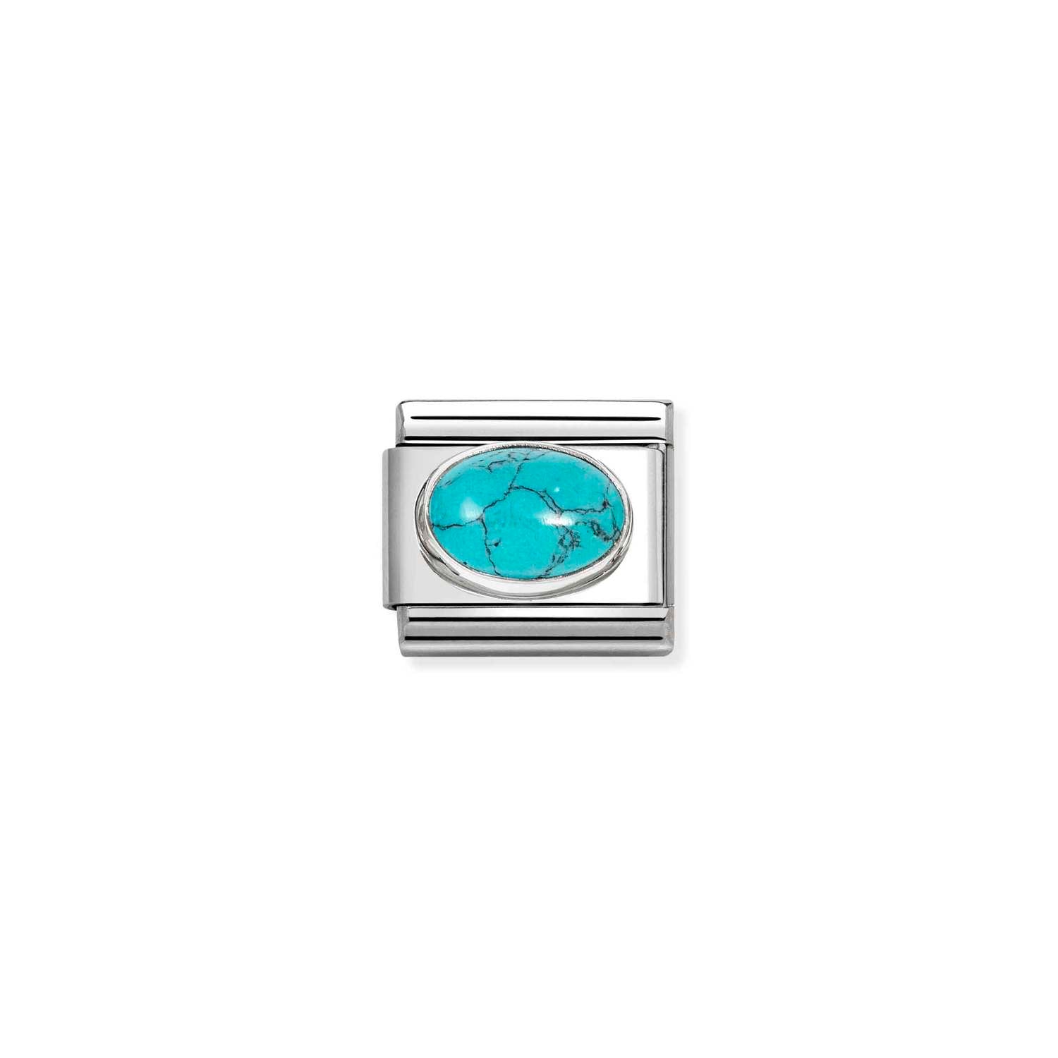 Nomination COMPOSABLE CLASSIC EDELSTEINE Element aus Edelstahl, mit Edelsteinen in 925er Silber-Fassung verziert (49_(Türkis))