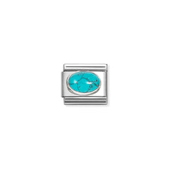 Nomination COMPOSABLE CLASSIC EDELSTEINE Element aus Edelstahl, mit Edelsteinen in 925er Silber-Fassung verziert (49_(Türkis))