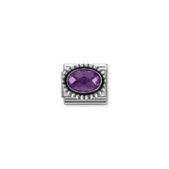 Nomination COMPOSABLE CLASSIC FACETTIERTE CZ Element aus Edelstahl, mit facettiertem CZ (oval) in 925er Silber Kugel-Fassung verziert (001_VIOLETT)