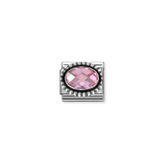 Nomination COMPOSABLE CLASSIC FACETTIERTE CZ Element aus Edelstahl, mit facettiertem CZ (oval) in 925er Silber Kugel-Fassung verziert (003_ROSA)
