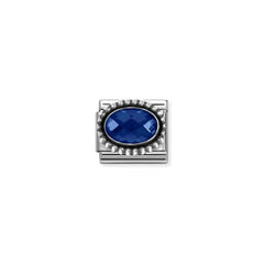 Nomination COMPOSABLE CLASSIC FACETTIERTE CZ Element aus Edelstahl, mit facettiertem CZ (oval) in 925er Silber Kugel-Fassung verziert (007_BLAU)