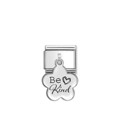 Nomination COMPOSABLE CLASSIC CHARMS Element aus Edelstahl, mit 925er Silber verziert (12_(BE KIND auf Blume))