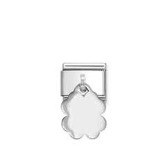 Nomination COMPOSABLE CLASSIC PLATTEN CHARMS aus Edelstahl, mit 925er Silber verziert: mit individueller Gravur (12_(Glücksklee))