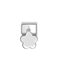 Nomination COMPOSABLE CLASSIC PLATTEN CHARMS aus Edelstahl, mit 925er Silber verziert: mit individueller Gravur (13_(Blume))
