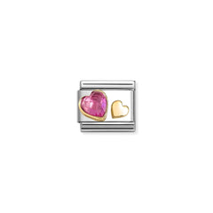 Nomination COMPOSABLE CLASSIC Element aus Edelstahl, mit facettiertem Cubic Zirkonia und 18kt-Gold verziert (09_(Herz, Magenta))