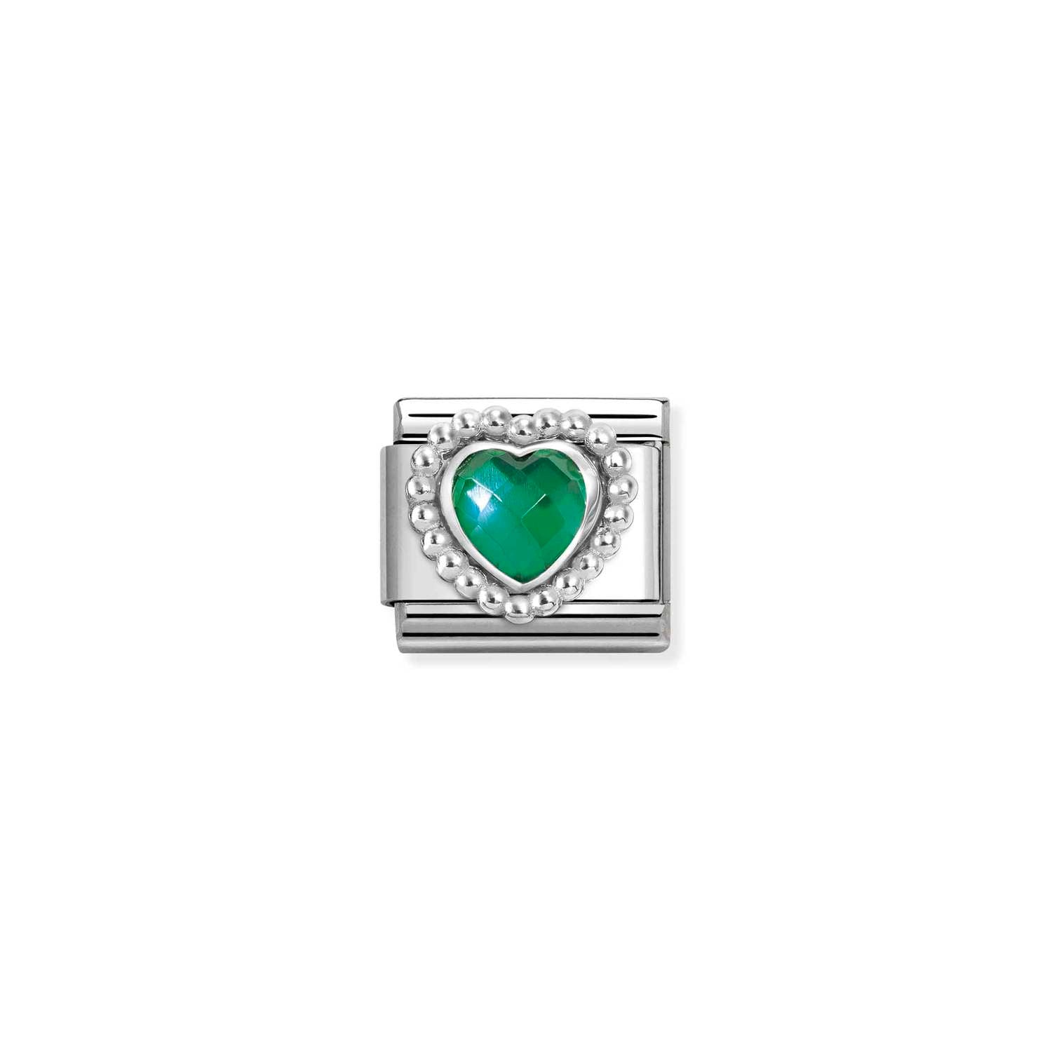 Nomination COMPOSABLE CLASSIC Element aus Edelstahl, mit facettiertem Cubic Zirkonia in 925er Silber Kugelfassung verziert (004_GRUEN)