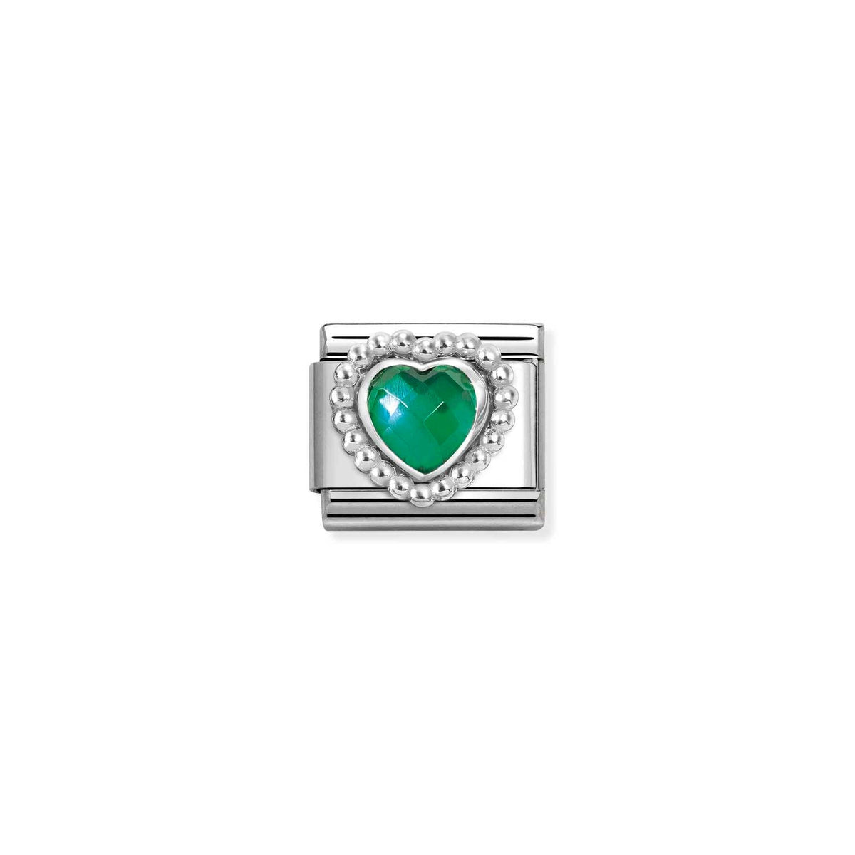 Nomination COMPOSABLE CLASSIC Element aus Edelstahl, mit facettiertem Cubic Zirkonia in 925er Silber Kugelfassung verziert (004_GRUEN)