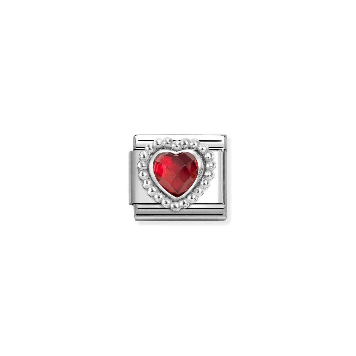 Nomination COMPOSABLE CLASSIC Element aus Edelstahl, mit facettiertem Cubic Zirkonia in 925er Silber Kugelfassung verziert (005_ROT)