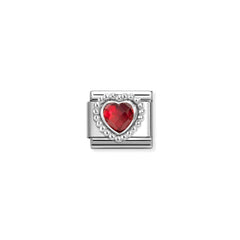 Nomination COMPOSABLE CLASSIC Element aus Edelstahl, mit facettiertem Cubic Zirkonia in 925er Silber Kugelfassung verziert (005_ROT)