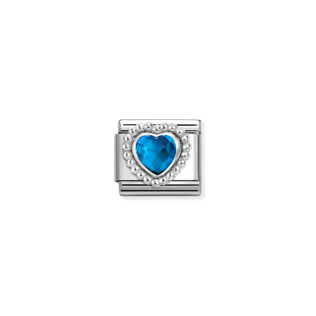 Nomination COMPOSABLE CLASSIC Element aus Edelstahl, mit facettiertem Cubic Zirkonia in 925er Silber Kugelfassung verziert (007_BLAU)