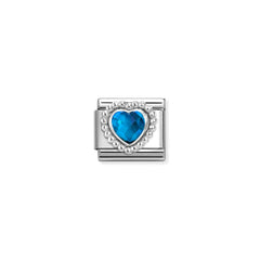 Nomination COMPOSABLE CLASSIC Element aus Edelstahl, mit facettiertem Cubic Zirkonia in 925er Silber Kugelfassung verziert (007_BLAU)