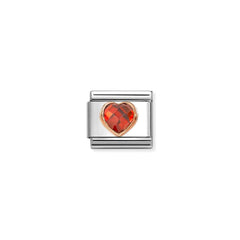 Nomination COMPOSABLE CLASSIC Element aus Edelstahl, mit facettiertem Cubic Zirkonia-Herz in 9kt Roségold-Fassung verziert (005_ROT)