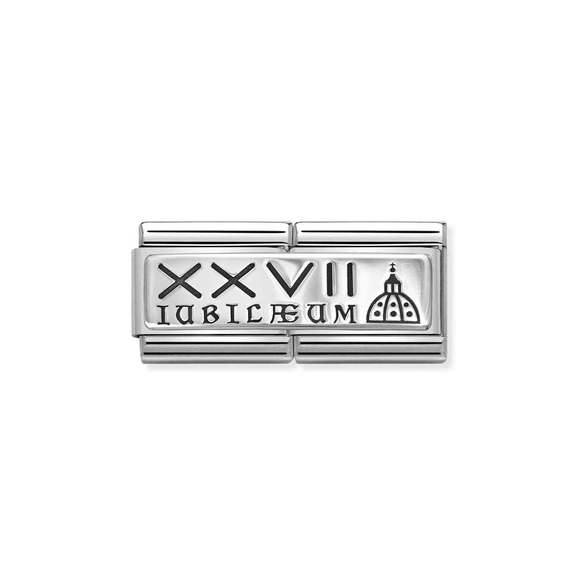 Nomination COMPOSABLE CLASSIC DOUBLE GRAVUREN Element aus Edelstahl, mit 925er Silber verziert (23_(XXVII Jubiläum))