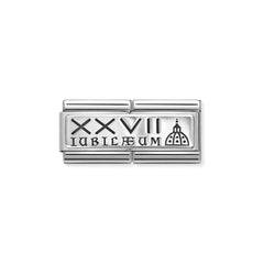 Nomination COMPOSABLE CLASSIC DOUBLE GRAVUREN Element aus Edelstahl, mit 925er Silber verziert (23_(XXVII Jubiläum))