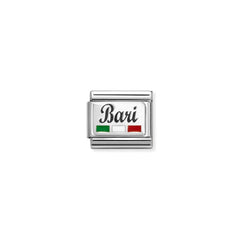 Nomination Composable Classic Symbole aus Edelstahl, Emaille und Silber (58_(Bari, Italien))