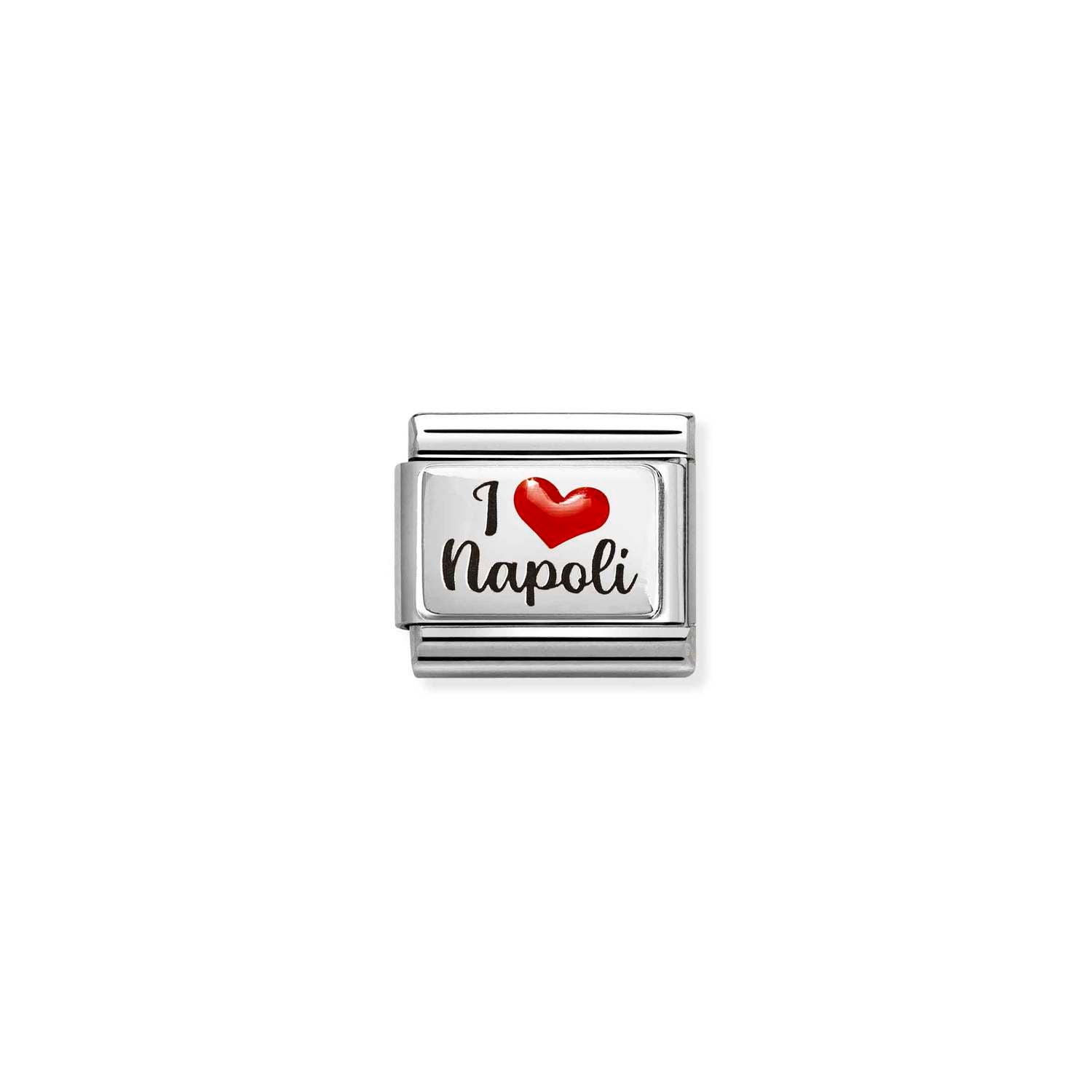 Nomination Composable Classic Symbole aus Edelstahl, Emaille und Silber (62_(I love Napoli))