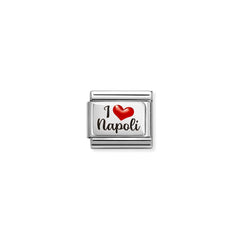 Nomination Composable Classic Symbole aus Edelstahl, Emaille und Silber (62_(I love Napoli))