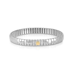 Nomination EXTENSION Armband aus Edelstahl, mit 1 Symbol aus 18kt Gelbgold und Cubic Zirkonia-Pavés in 925er Silber-Fassung verziert (004_Glucksklee)