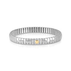 Nomination EXTENSION Armband aus Edelstahl, mit 1 Symbol aus 18kt Gelbgold und Cubic Zirkonia-Pavés in 925er Silber-Fassung verziert (005_Herz)