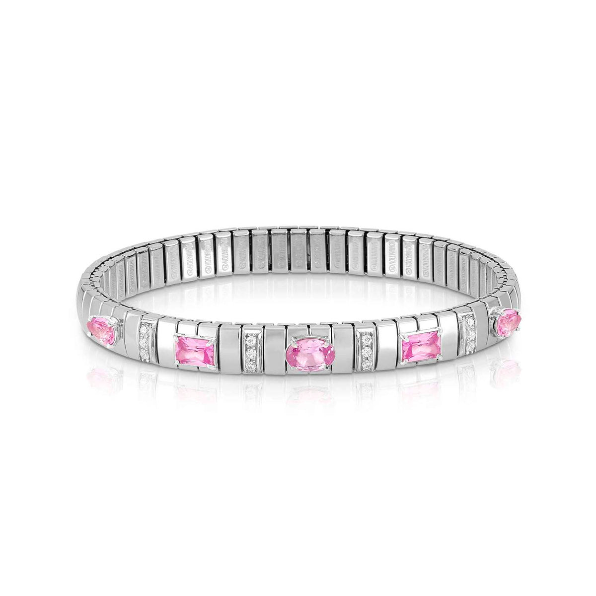 Nomination EXTENSION Armband aus Edelstahl, mit Cubic Zirkonia (Schliff-Mix) und Cubic Zirkonia-Pavés in 925er Silber-Fassung verziert (003_ROSA)