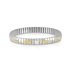 Nomination EXTENSION Armband aus Edelstahl, mit 1 Cubic Zirkonia (Brillant-Schliff) und Cubic Zirkonia-Pavés in 18kt Gelbgold-Fassung verziert (010_WEISS)