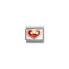 Nomination COMPOSABLE Classic LOVE 2 Edelstahl, Email und Gold 18 k (33_(Herz mit Schleife))