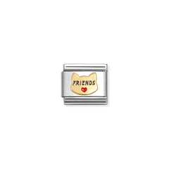 Nomination COMPOSABLE CLASSIC SYMBOLE aus Edelstahl, mit Emaille und 18Kt Gold verziert, (68_(Katze mit Herz))