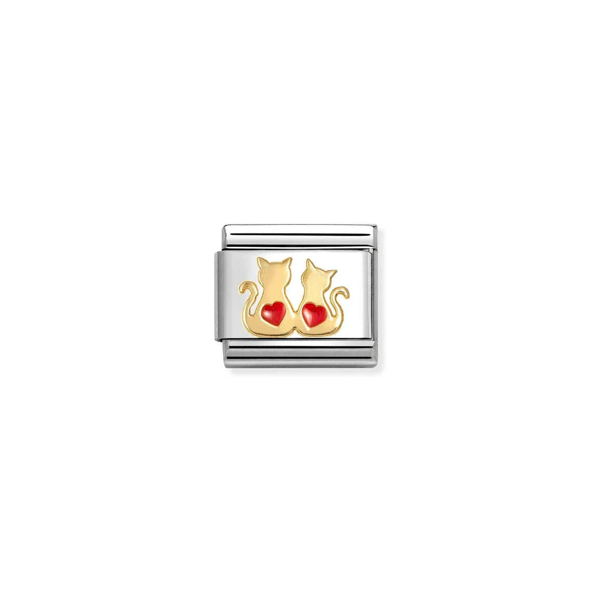 Nomination COMPOSABLE CLASSIC SYMBOLE aus Edelstahl, mit Emaille und 18Kt Gold verziert, (70_(Katzenpaar mit Herz))