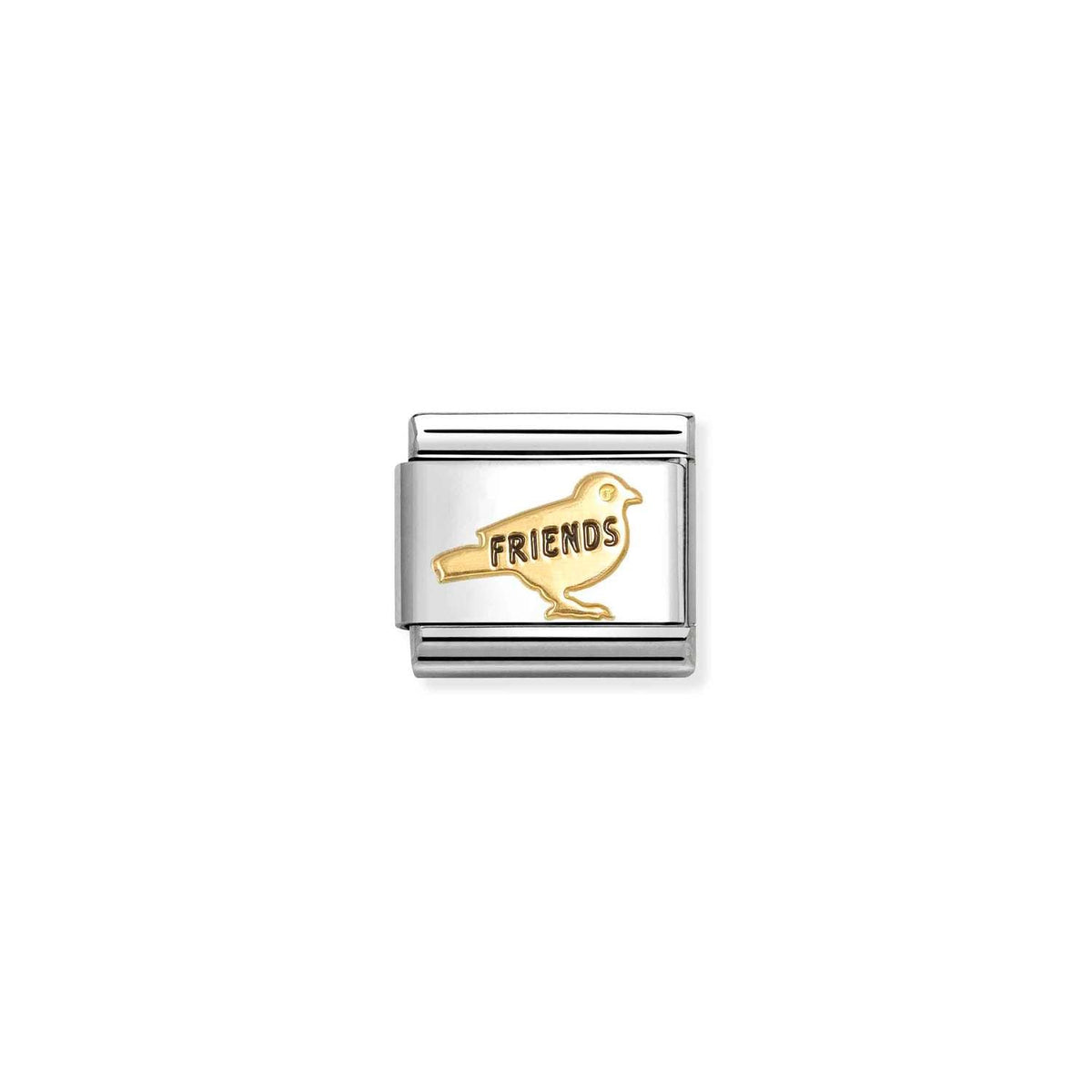 Nomination COMPOSABLE CLASSIC SYMBOLE aus Edelstahl, mit Emaille und 18Kt Gold verziert, (72_(FRIENDS-Vogel))
