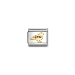 Nomination COMPOSABLE CLASSIC SYMBOLE aus Edelstahl, mit Emaille und 18Kt Gold verziert, (72_(FRIENDS-Vogel))