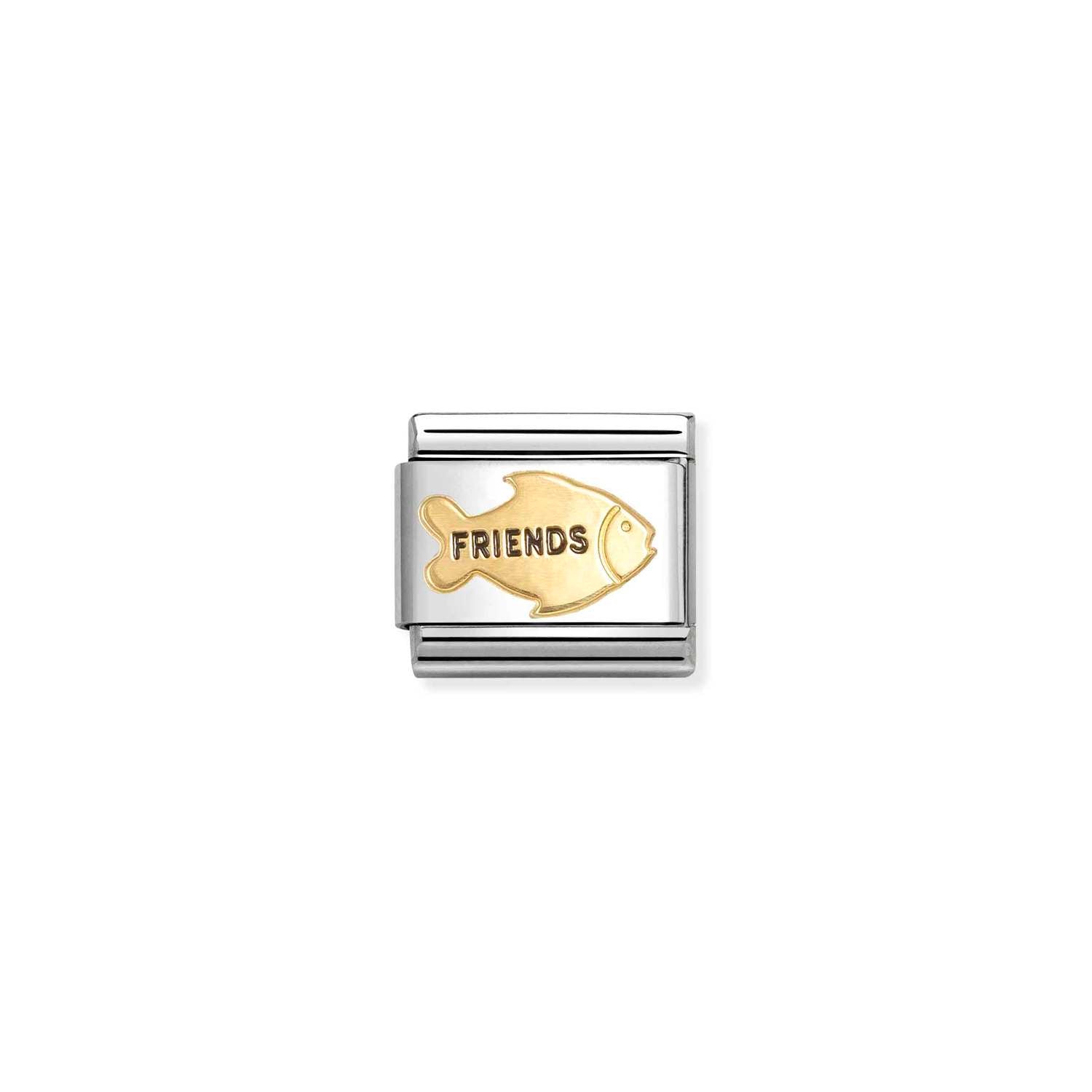 Nomination COMPOSABLE CLASSIC SYMBOLE aus Edelstahl, mit Emaille und 18Kt Gold verziert, (75_(FRIENDS-Fisch))