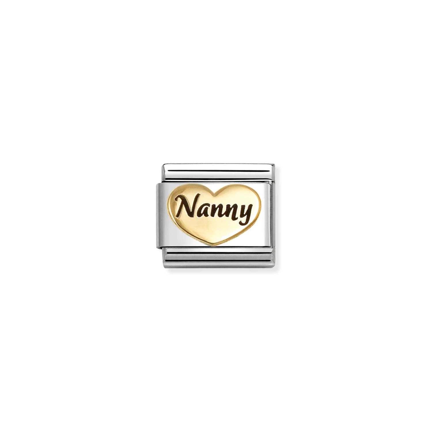 Nomination COMPOSABLE CLASSIC SYMBOLE aus Edelstahl, mit Emaille und 18Kt Gold verziert, (77_(Nanny auf Herz))