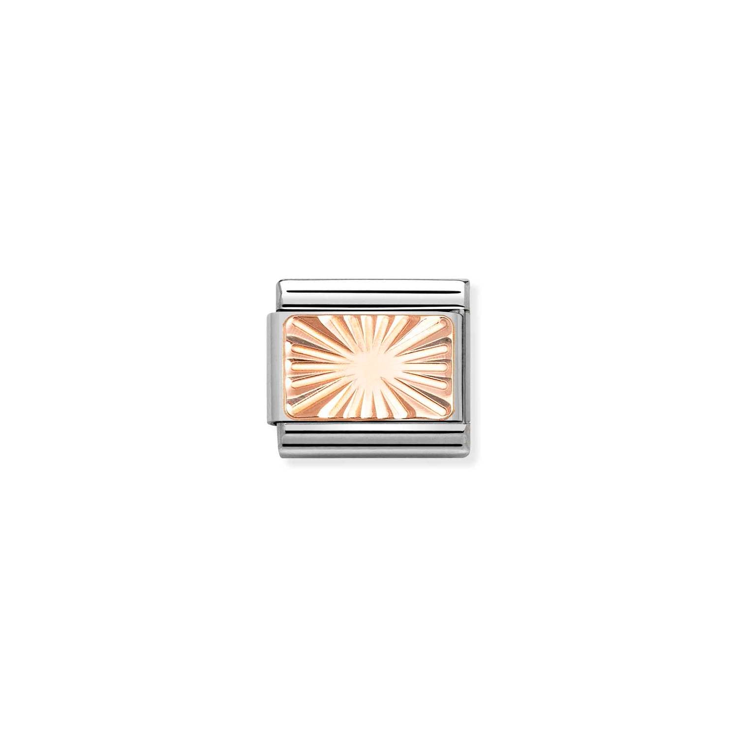Nomination COMPOSABLE CLASSIC PLATTE aus Edelstahl, mit 9Kt Roseold verziert, (56_(diamantierte Platte))