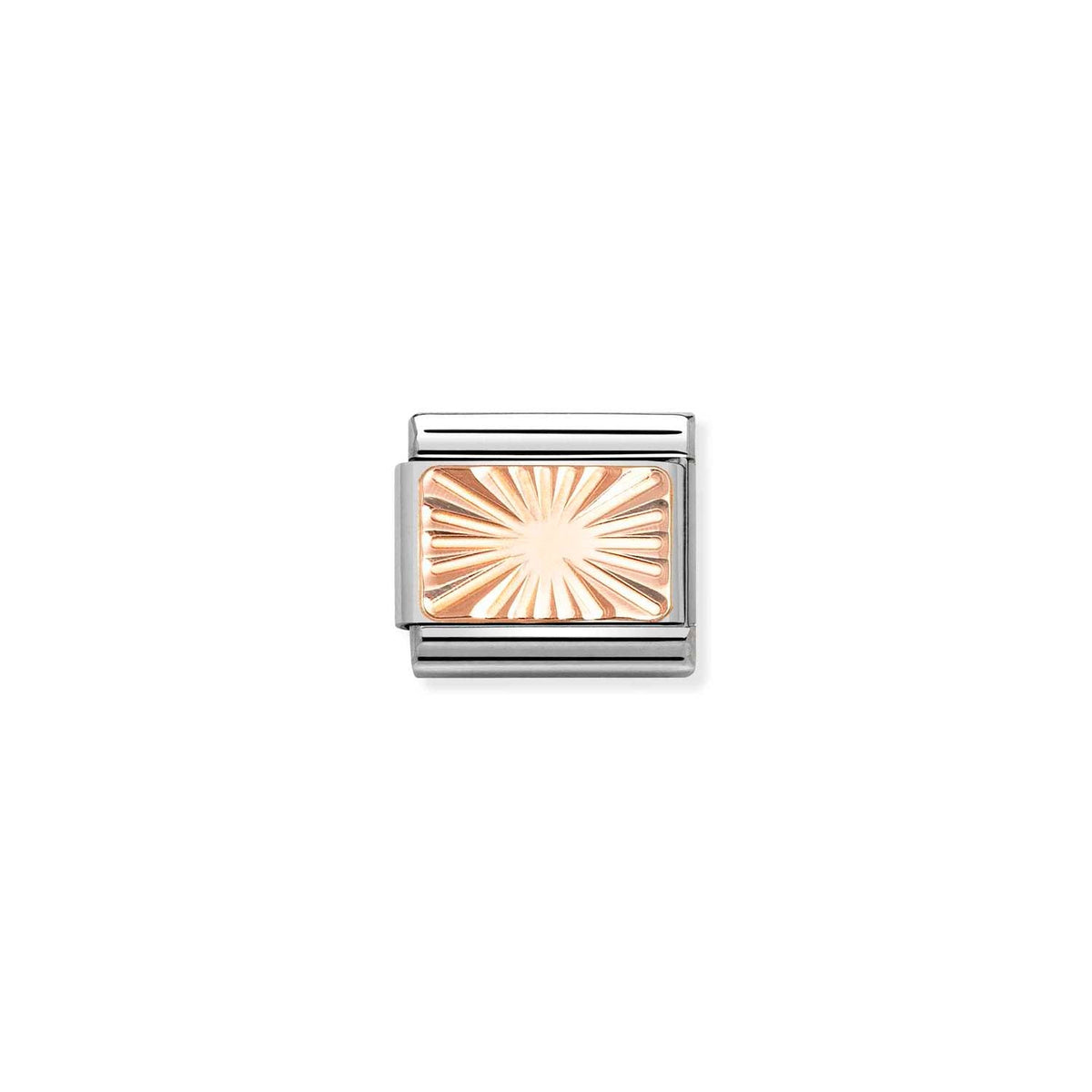 Nomination COMPOSABLE CLASSIC PLATTE aus Edelstahl, mit 9Kt Roseold verziert, (56_(diamantierte Platte))