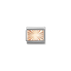 Nomination COMPOSABLE CLASSIC PLATTE aus Edelstahl, mit 9Kt Roseold verziert, (56_(diamantierte Platte))