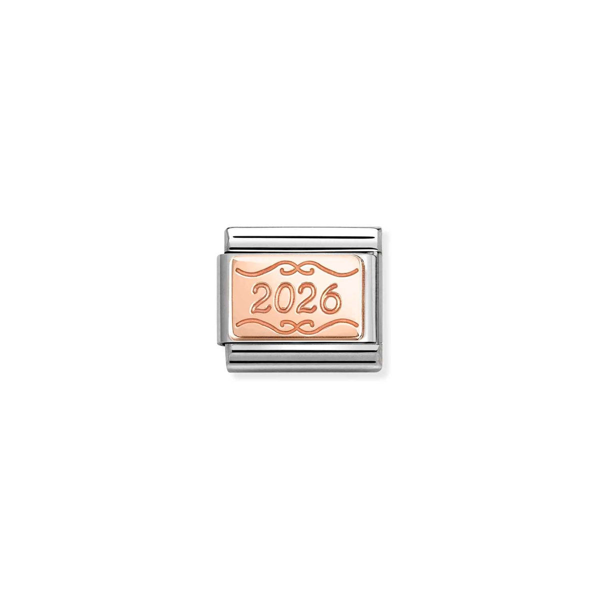 Nomination COMPOSABLE CLASSIC PLATTE aus Edelstahl, mit 9Kt Roseold verziert, (57_(2026))